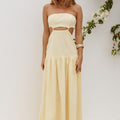 GAIA STRAPLESS CUTOUT MAXI DRESS - BUTTER