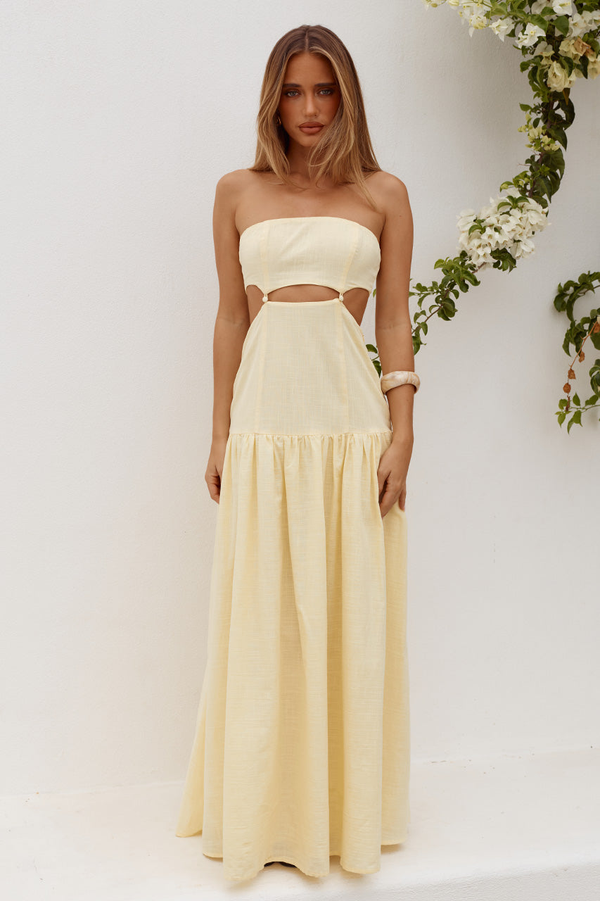 GAIA STRAPLESS CUTOUT MAXI DRESS - BUTTER