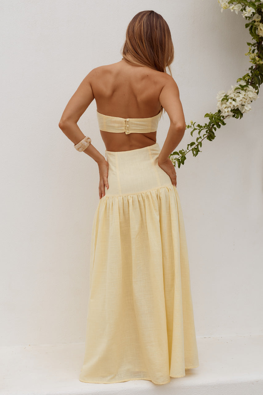 GAIA STRAPLESS CUTOUT MAXI DRESS - BUTTER