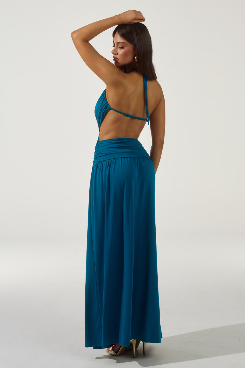 GENIA CROSS FRONT MAXI DRESS - OCEAN - GENIACROSSFRONTMAXIDRESS-OCEAN
