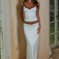 GEORGINA LOW WAIST MAXI SKIRT - IVORY/BLACK POLKA