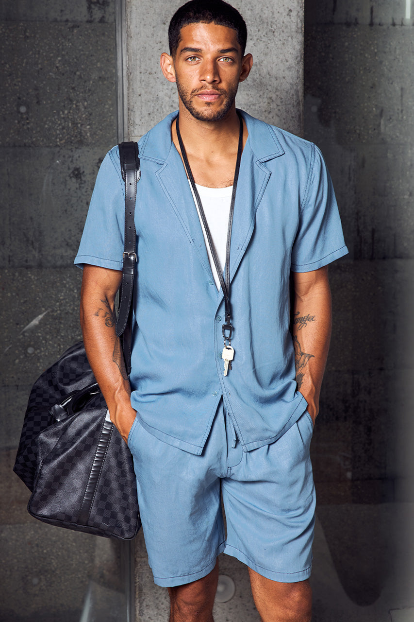 GIORGIO DRAWSTRING SHORTS - LIGHT BLUE
