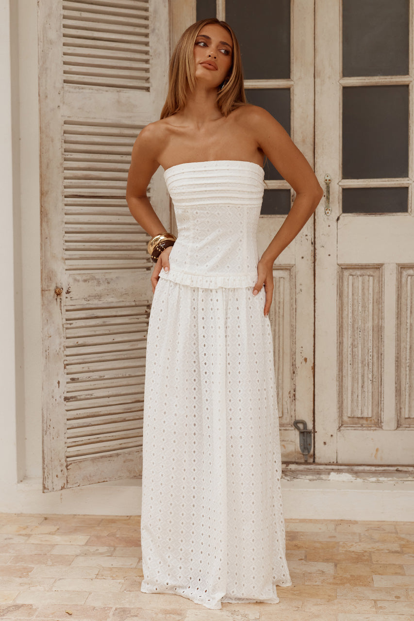 GRACE STRAPLESS TIE BACK MAXI DRESS - WHITE