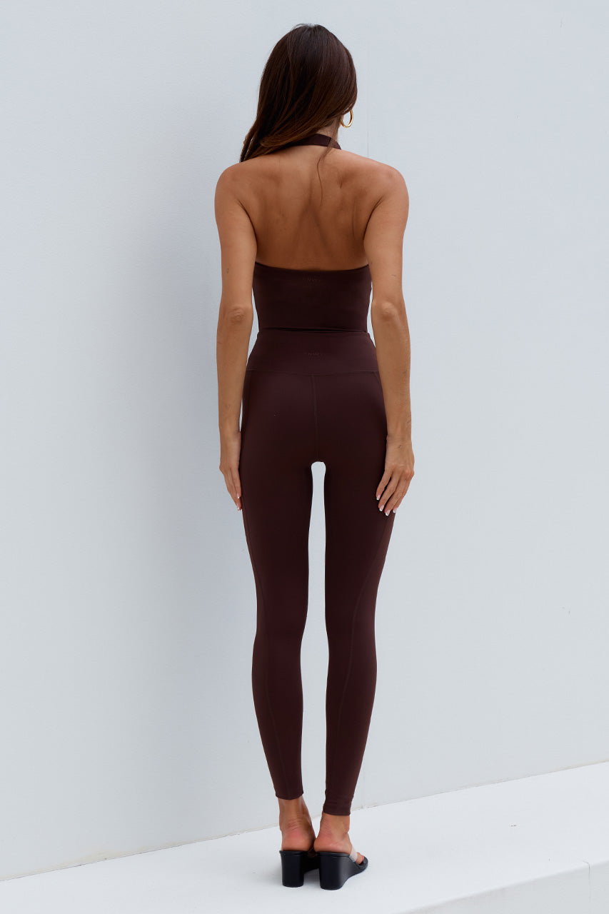 GRACIA HALTER TANK TOP - CHOCOLATE