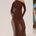 GRETA ONE SHOULDER KNIT MAXI DRESS - CHOCOLATE