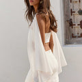 HAISLEY PONCHO OPEN BACK MINI DRESS - OFF WHITE