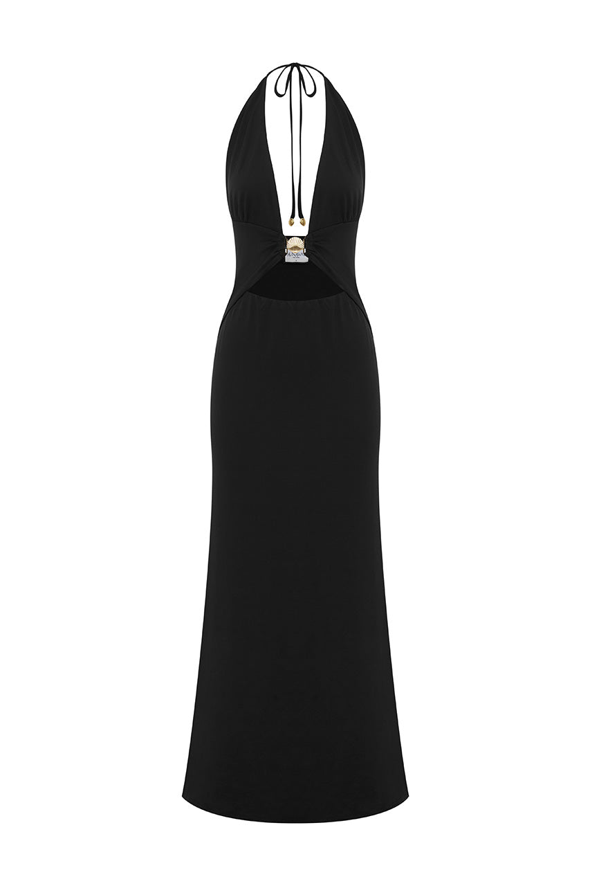 HALSTON MAXI DRESS - BLACK - HALSTONMAXIDRESSBLACK