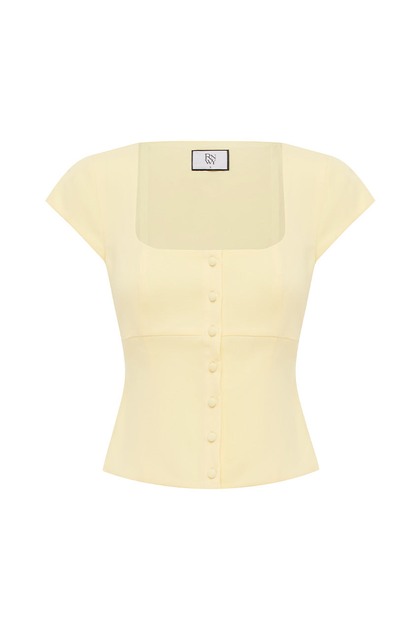 HAMPTON SCOOP BUTTON DOWN TOP - BUTTER - HAMPTONSCOOPBUTTONDOWNTOP-BUTTER