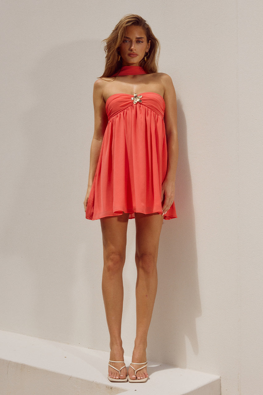 HAVEN MINI DRESS - CORAL - HAVENMINIDRESSCORAL_1