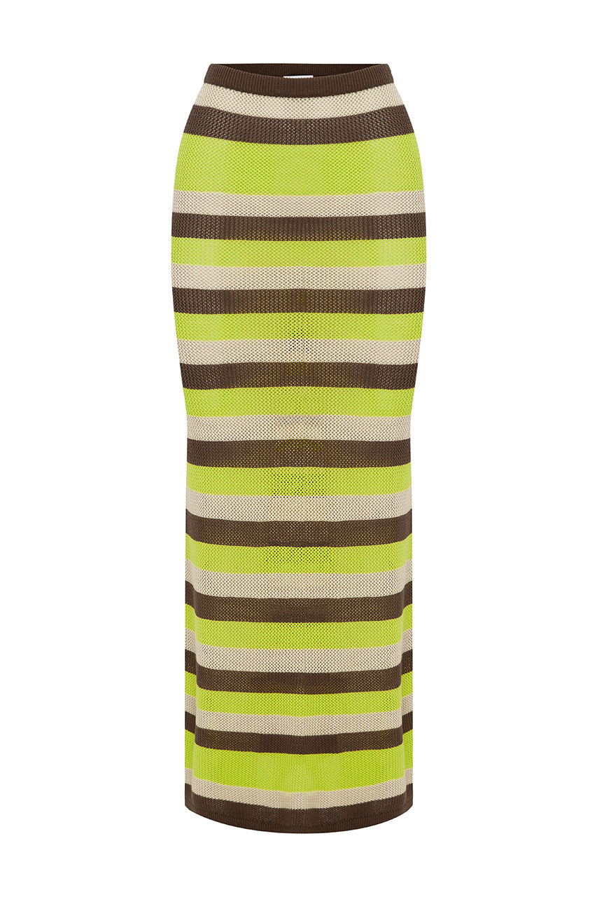 HAZEL LOW WAISTED KNIT MIDI SKIRT - LIME MULTI - HAZELMIDISKIRT