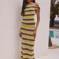 HAZEL LOW WAISTED KNIT MIDI SKIRT - LIME MULTI