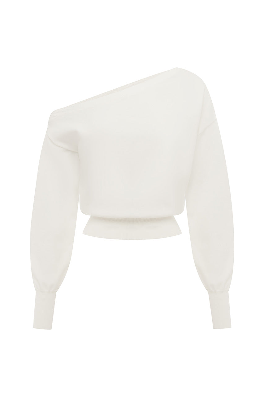 HEATHER OFF SHOULDER KNIT TOP - CREAM - HEATHEROFFSHOULDERKNITTOP-CREAM