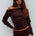 HEATHER OFF SHOULDER KNIT TOP - CHOCOLATE