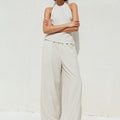 HEATHER PANT - STONE PINSTRIPE