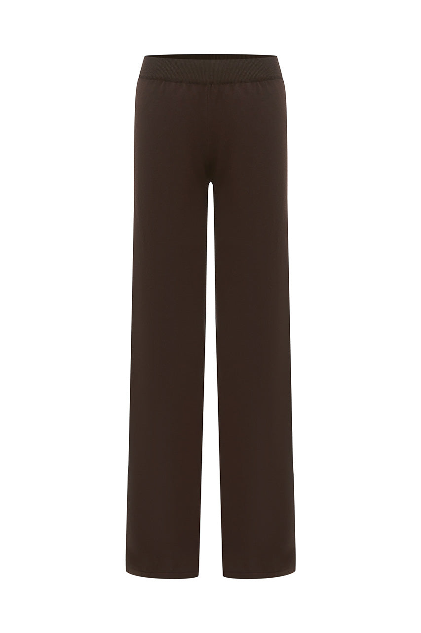 HEATHER WIDE LEG KNIT PANT - CHOCOLATE - HEATHERWIDELEGKNITPANT-CHOCOLATE