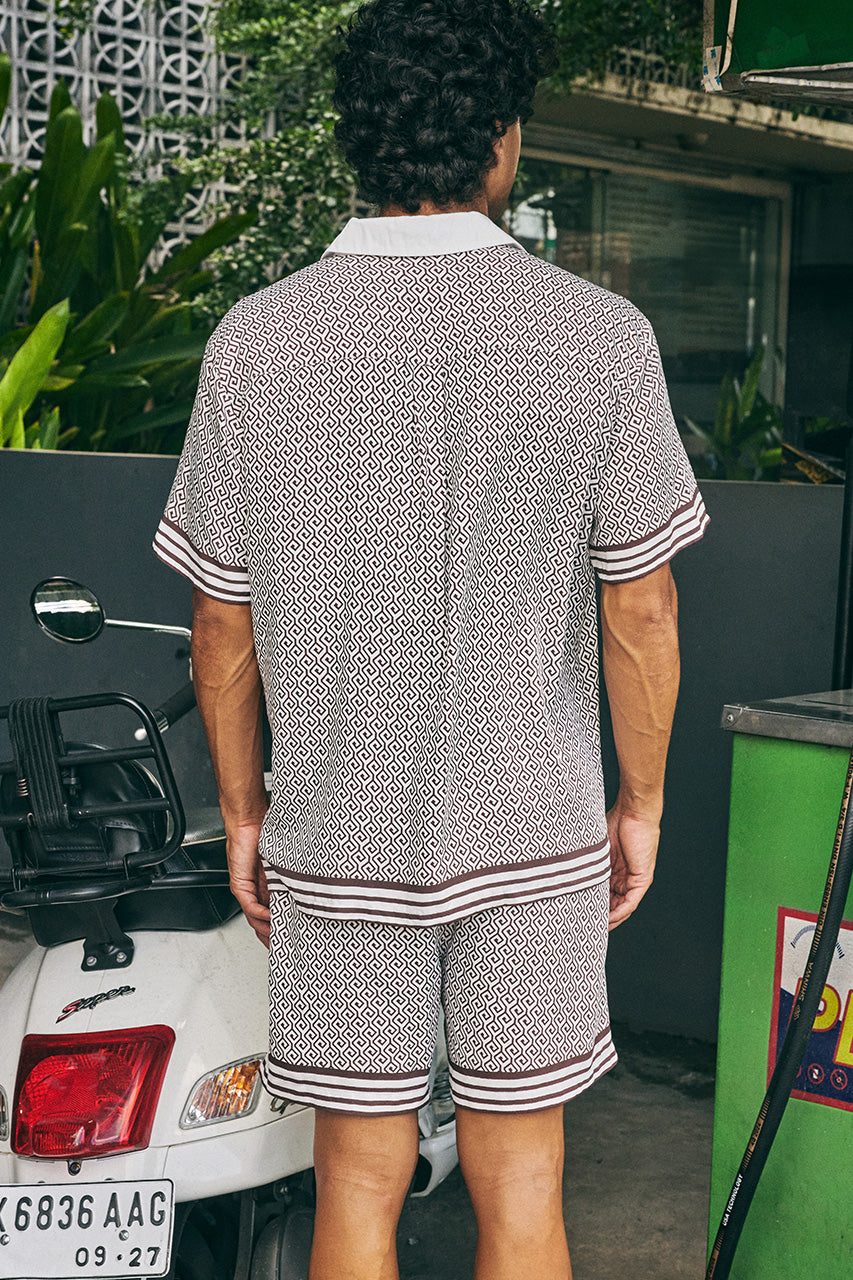 HENRY SHORT SLEEVE SHIRT - CHOCOLATE GEO - HENRYSHORTSLEEVESHIRTXHENRYSHORTS-CHOCGIO-06