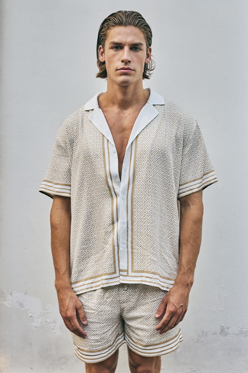 HENRY SHORT SLEEVE SHIRT - SAND GEO