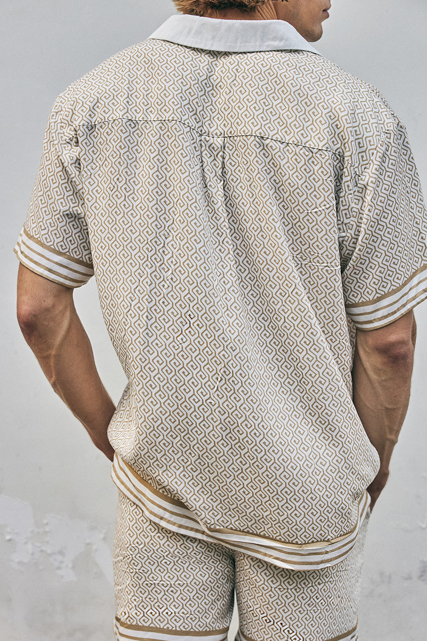 HENRY SHORT SLEEVE SHIRT - SAND GEO