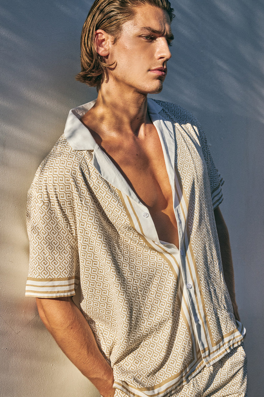 HENRY SHORT SLEEVE SHIRT - SAND GEO - HENRYSHORTSLEEVESHIRTXHENRYSHORTS-SANDGIO-09
