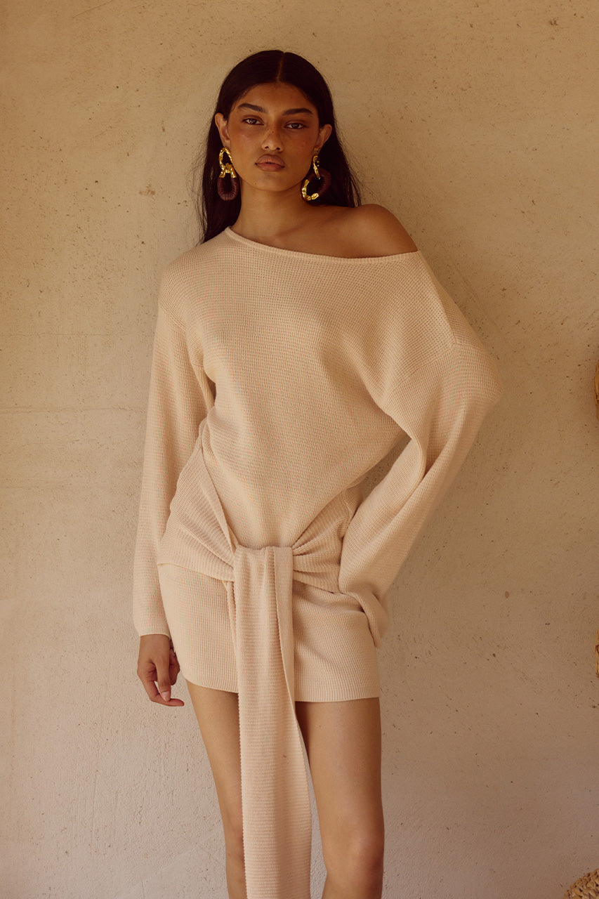 HIMARI KNIT MINI DRESS - SAND XXL - HIMARIMINIDRESSSAND_1