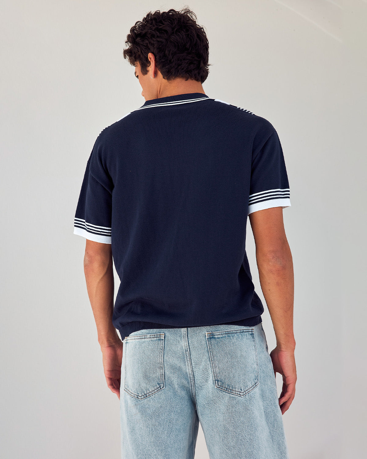 HUDSON SHORT SLEEVE KNIT TOP - NAVY/WHITE - HUDSONSHORTSLEEVEKNITTOP-NAVYWHITE-2