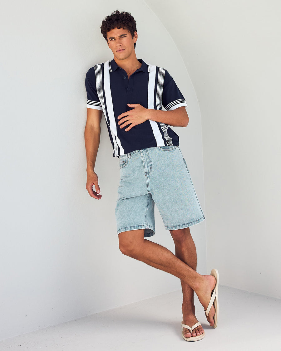 HUDSON SHORT SLEEVE KNIT TOP - NAVY/WHITE - HUDSONSHORTSLEEVEKNITTOP-NAVYWHITE-4