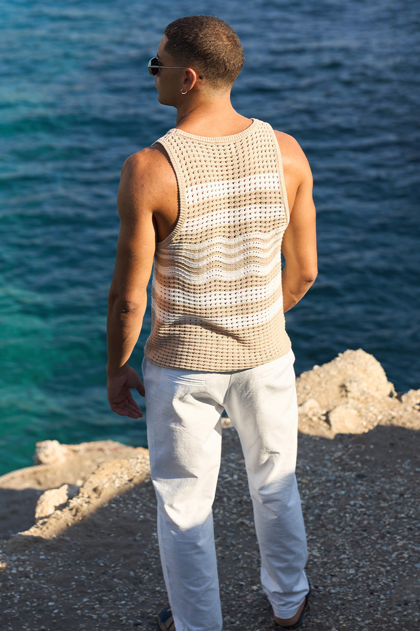 HAYES TANK - SAND/WHITE STRIPE