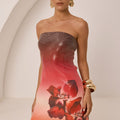 IBIZA STRAPLESS SEQUIN MINI DRESS - RUBY FLOWER