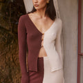 ILANA TOP - CHOCOLATE/CREAM