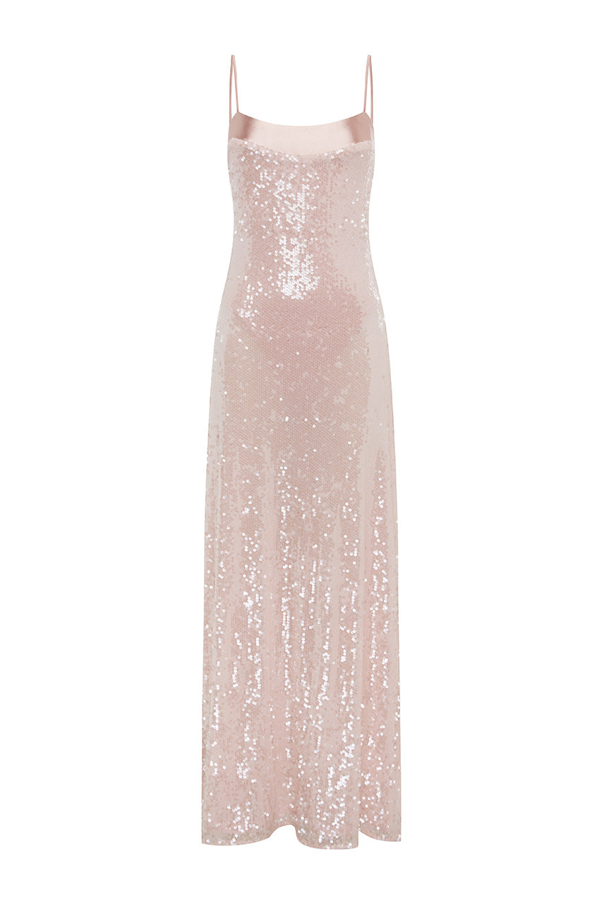 ILLIANA SEQUIN BODYSUIT MAXI DRESS - ROSE - ILLIANASEQUINBODYSUITMAXIDRESS-ROSE
