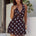 IMALI HALTER COWL MINI DRESS - CHOC/SKY BLUE POLKA