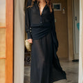 ISABELLA SHIRT MAXI DRESS - BLACK