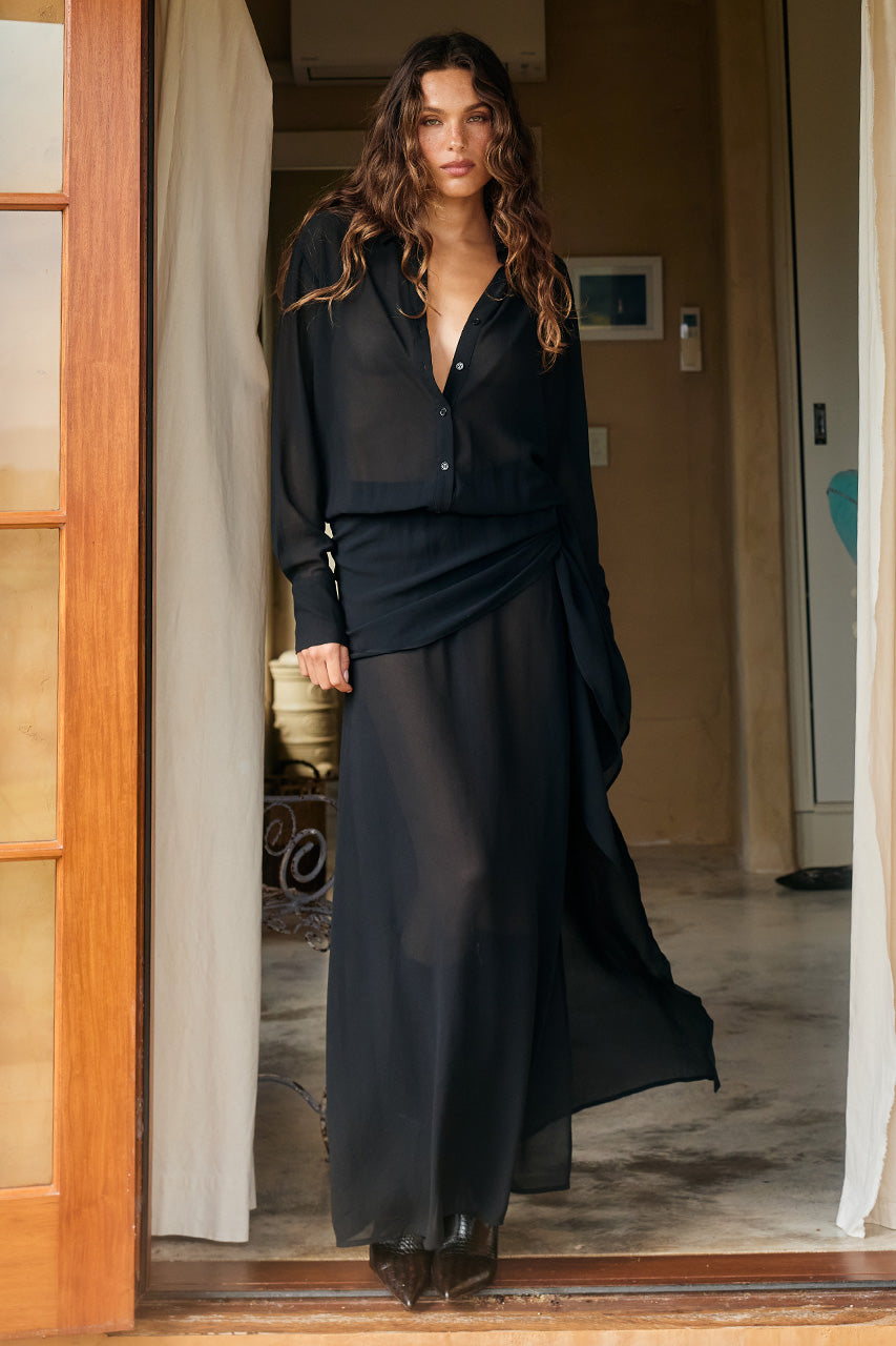 ISABELLA SHIRT MAXI DRESS - BLACK XXL - ISABELLASHIRTMAXIDRESS-BLACK-04