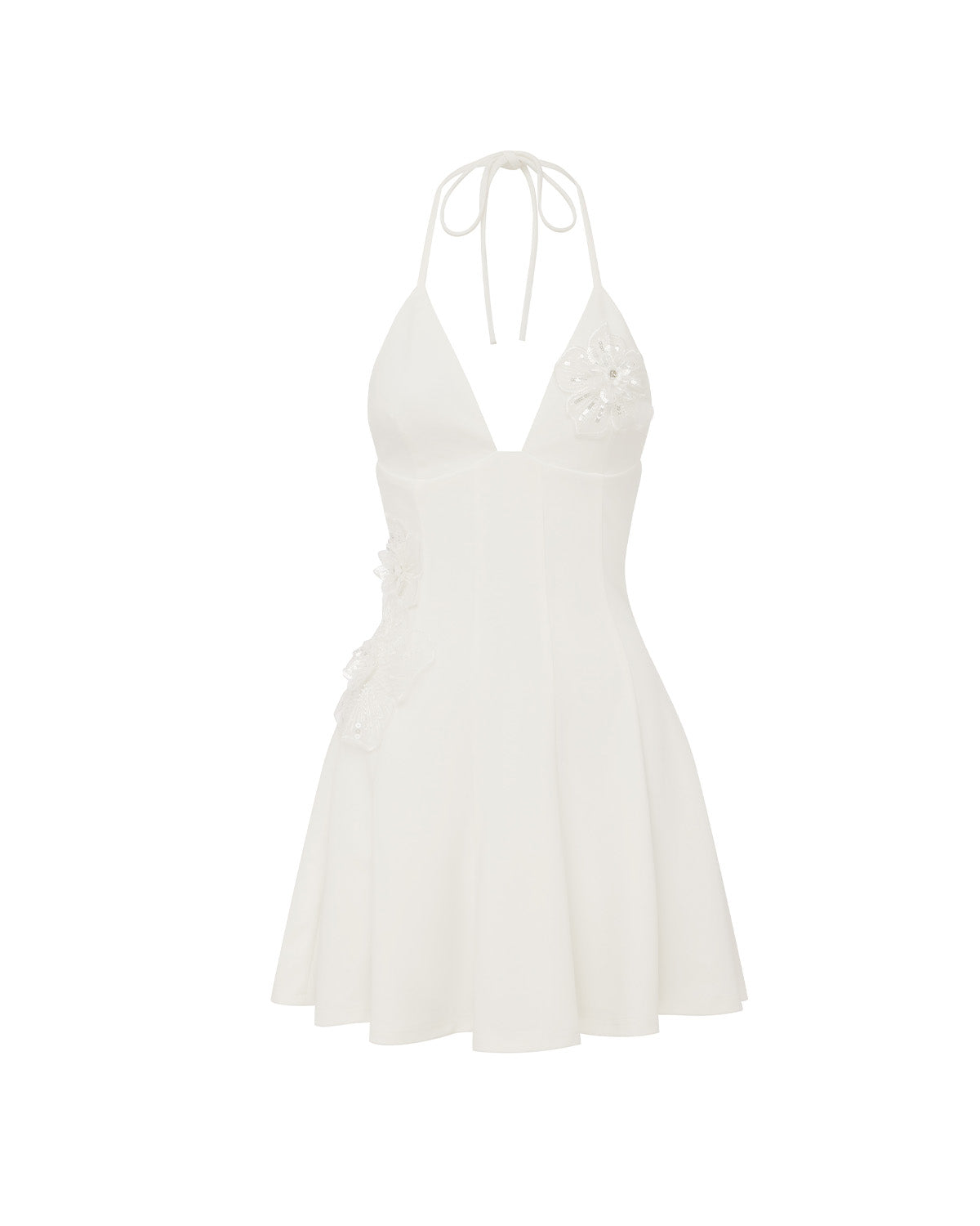 ISMERIE HALTER MINI DRESS - WHITE - ISMERIEHALTERMINIDRESS-WHITE