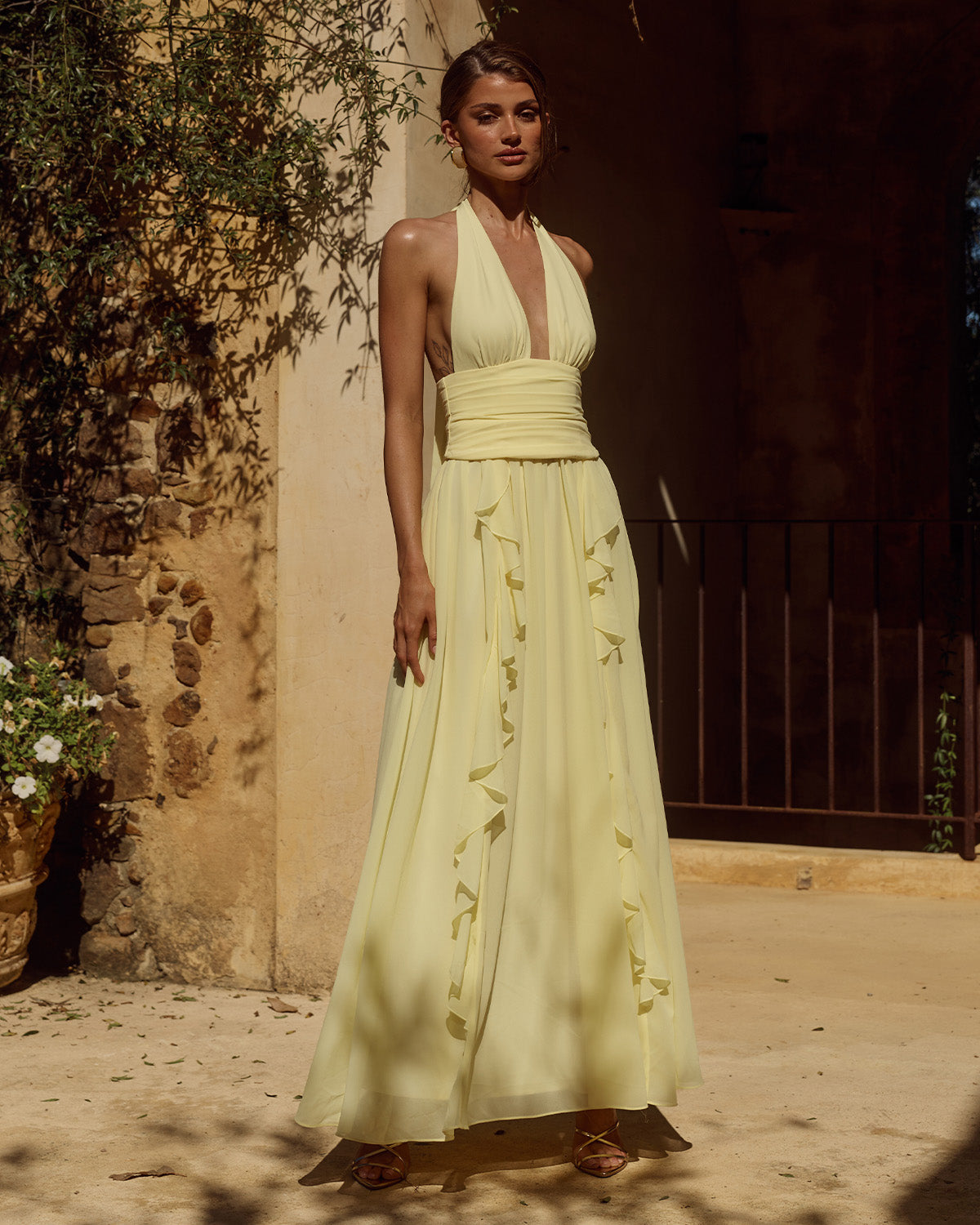 ISOLINA HALTER CORSET MAXI DRESS - BUTTER XXL - ISOLINAHALTERCORSETMAXIDRESS-BUTTER