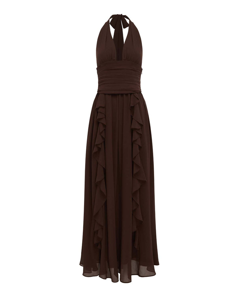 ISOLINA HALTER CORSET MAXI DRESS - CHOCOLATE - ISOLINAHALTERCORSETMAXIDRESS-CHOCOLATE