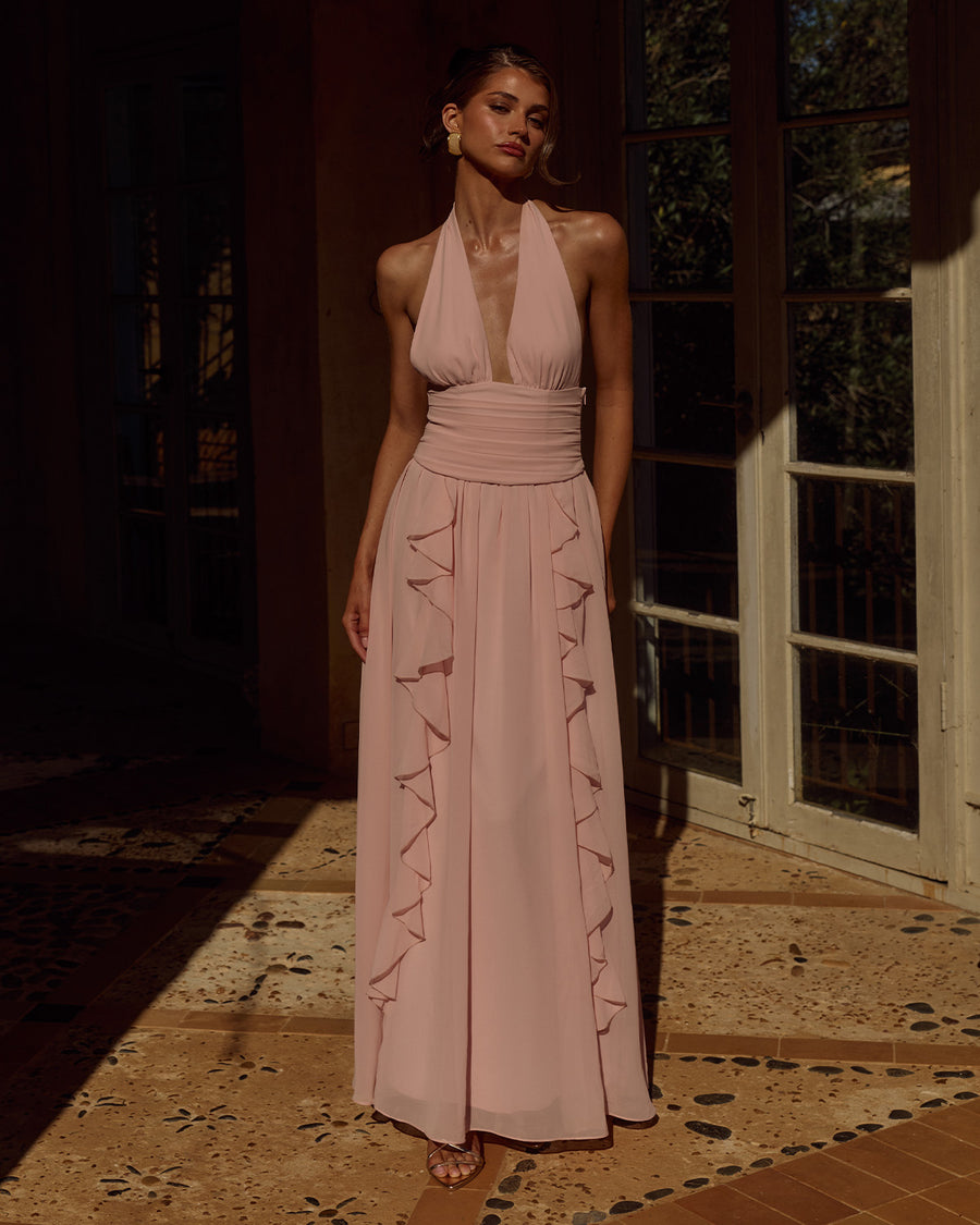 ISOLINA HALTER CORSET MAXI DRESS - PINK XXL - ISOLINAHALTERCORSETMAXIDRESS-PINK