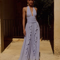 ISOLINA HALTER CORSET MAXI DRESS - SKY BLUE