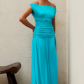IVA OFF SHOULDER MAXI DRESS - TURQUOISE