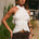 IVY HIGH NECK RUFFLE TOP - PEARL