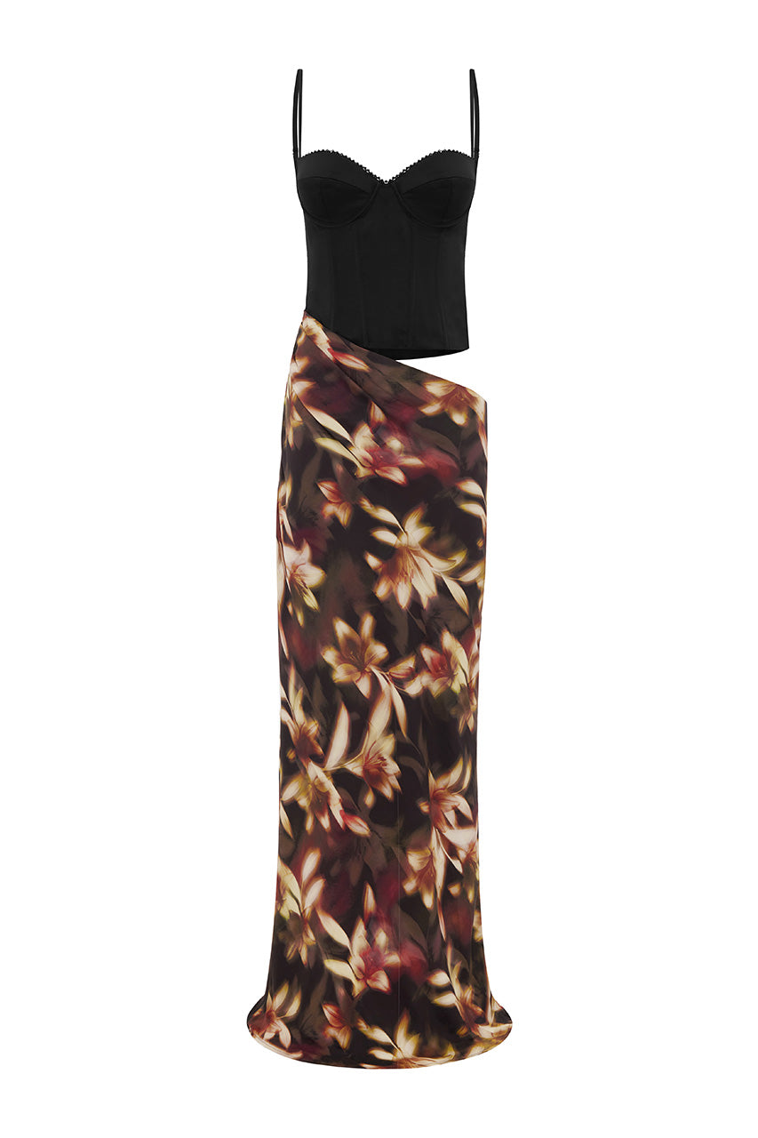 JACINTA BUSTIER CUT OUT MAXI DRESS - HARLOW BLACK - JACINTABUSTIERCUTOUTMAXIDRESS-HARLOWBLACK