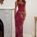 JACINTA BUSTIER CUT OUT MAXI DRESS - QUINN CHERRY