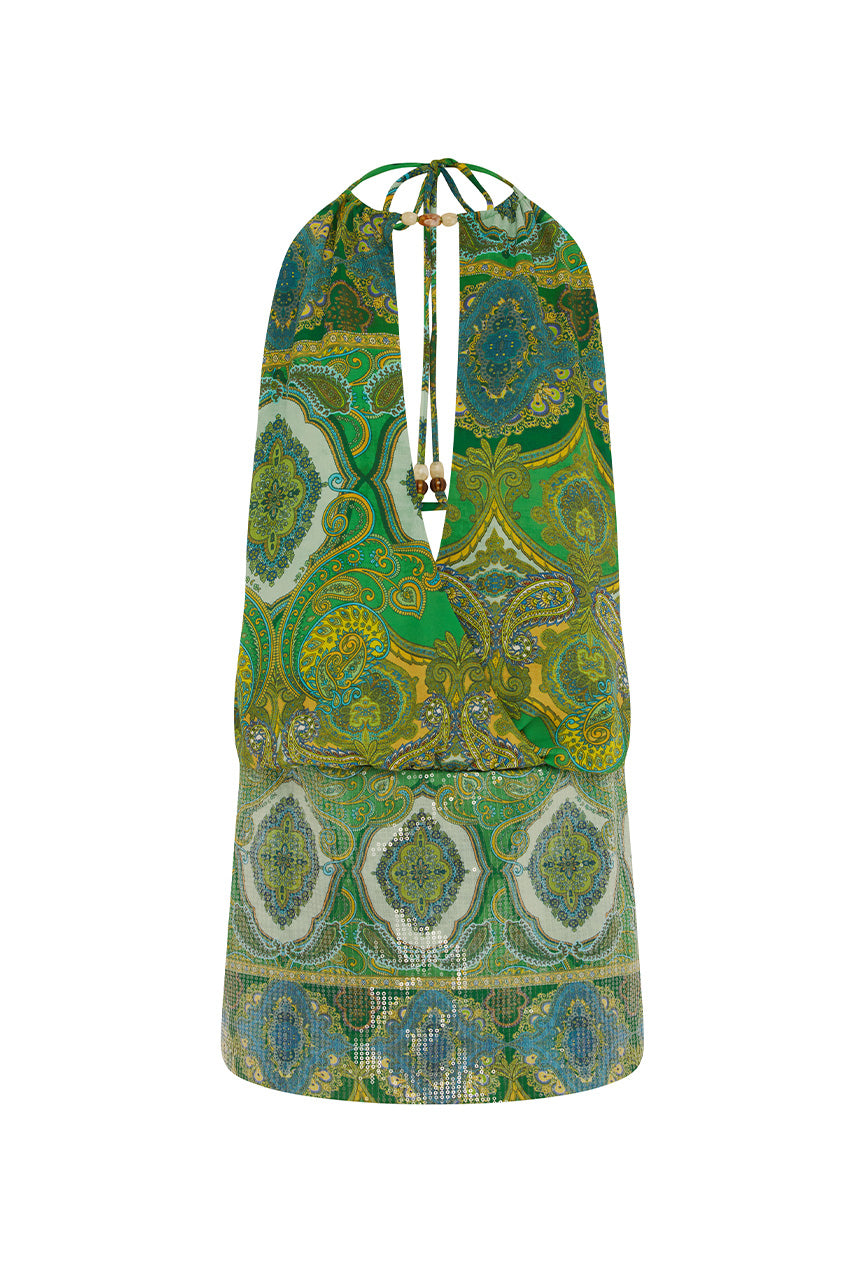 JACIRA LOW PLUNGE MINI DRESS - INDIANA GREEN - JACIRALOWPLUNGEMINIDRESS-INDIANAGREEN