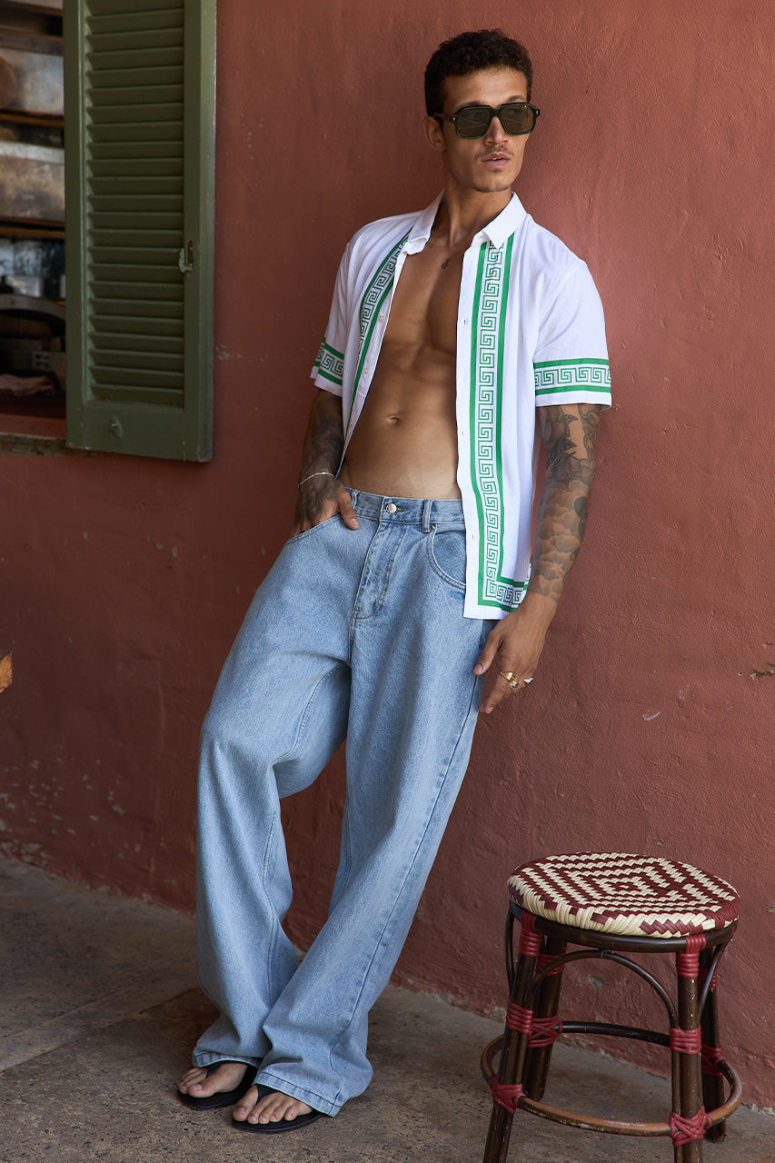 JACOB SHIRT - WHITE/GREEN - JACOBSHIRT-WHITE_GREEN-1