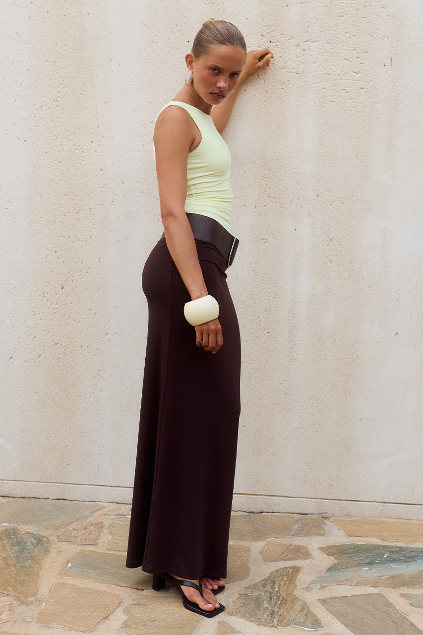 ESMA LOW WAIST MAXI SKIRT - CHOCOLATE - JACQUELYN-TWISTED-OFF-SHOULDER-TOP---SAND-X-ESMA-LOW-WAIST-MAXI-SKIRT---CHOCOLATE6_88161ae1-c877-42db-b103-bfe2c20b7703