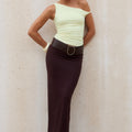 ESMA LOW WAIST MAXI SKIRT - CHOCOLATE