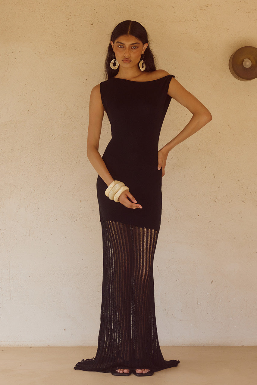 JACQUES KNIT MAXI DRESS - BLACK - JACQUESMAXIDRESSBLACK