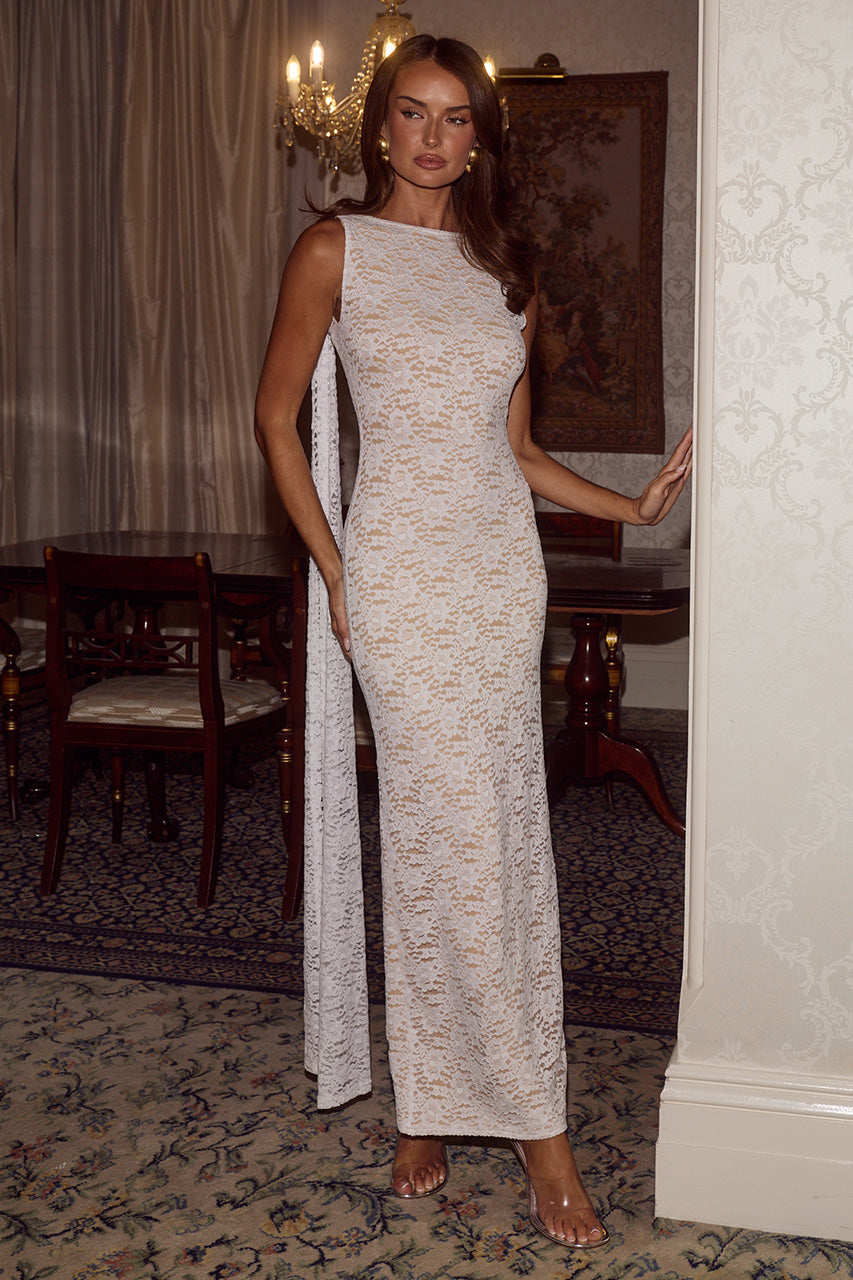 JANIE BOAT NECK MAXI DRESS - WHITE