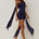 JAYDE ONE SHOULDER MINI DRESS - NAVY