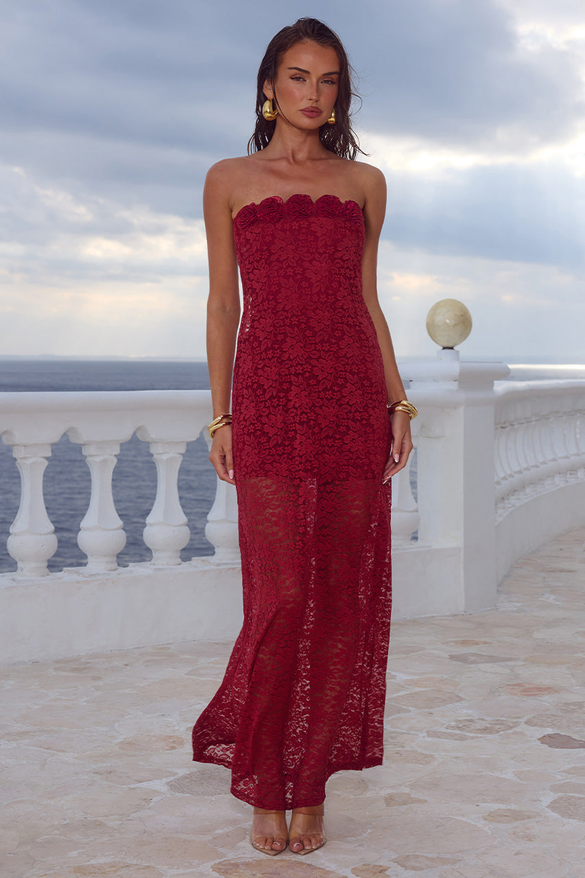 JESSICA FLORAL DETAIL MAXI DRESS - CHERRY XXL - JESSICAFLORALDETAILMAXIDRESS-CHERRY-5